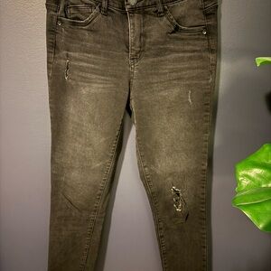 Charcoal Distressed Skinny Jeans for Women